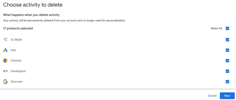 Delete My Activity